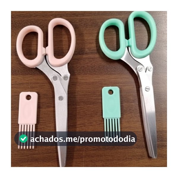 Tesoura 3 Lâminas de Picar Alimentos + Escova de Limpeza 2 peças