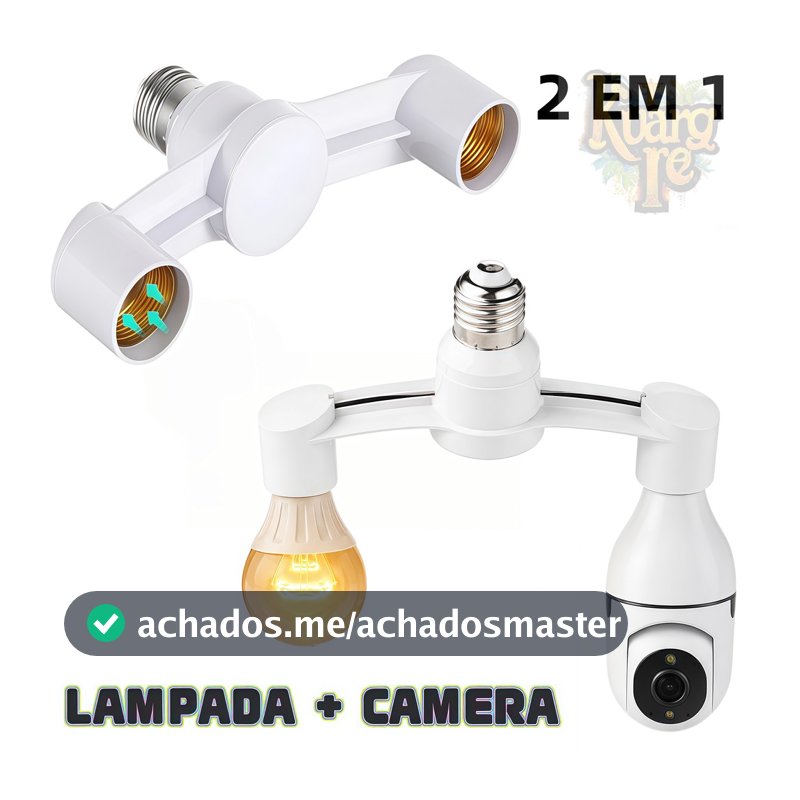 Adaptador Soquete 2 x1 Lâmpada E27 Bocal Duplo 2 em 1 kuangre