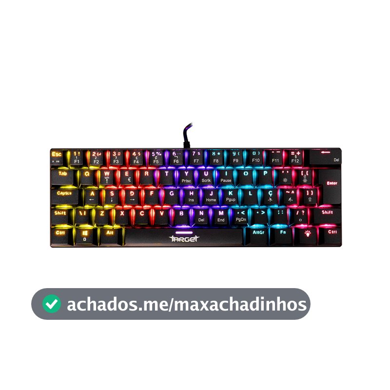Teclado Mecanico TGT Sherman V3 C1, Rainbow, ABNT2, Switch Marrom, Preto, TGT-SHRC-BR01