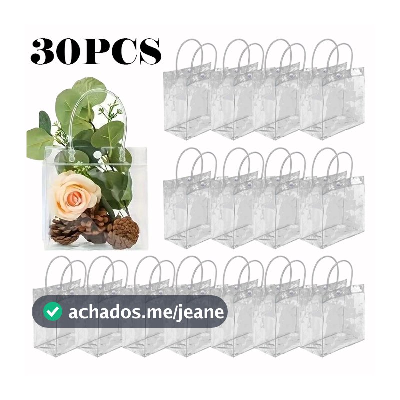 10/20/30 Unidades Reutilizáveis Sacos De Presente Plástico Pvc 25x20x7cm
