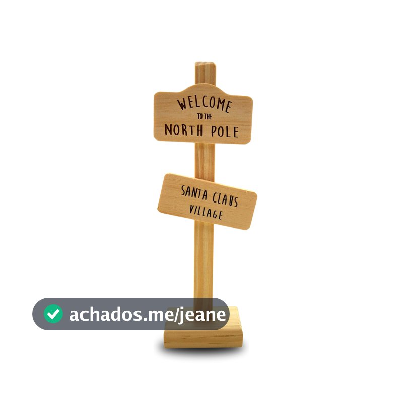 Placa de Natal Madeira Pinus Polo Norte – Decoração Criativa para Casa e Festa Natalina