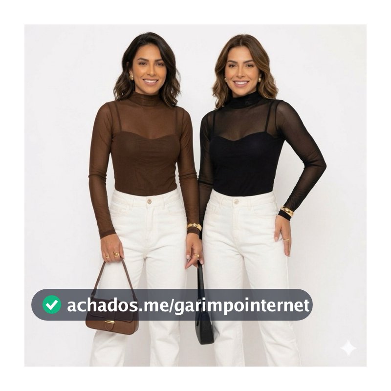 BLUSA de Tule manga longa Malha Transparente Sem Sutiã Moda Casual Tendencia linha premium