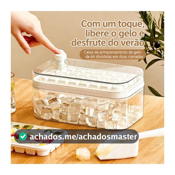 Conjunto de Gelo 64 Unidades Duas Camadas | Gelo na Hora, Produz e Armazena Tudo em Um Kit