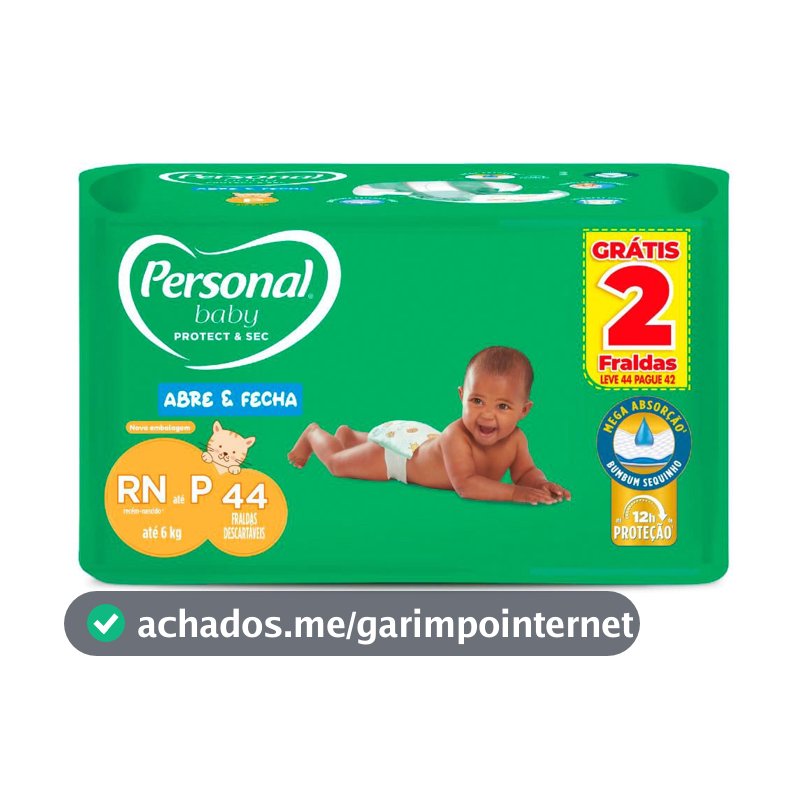 Fralda Personal Baby Protect & Sec Tamanho P 44 Fraldas Descartáveis