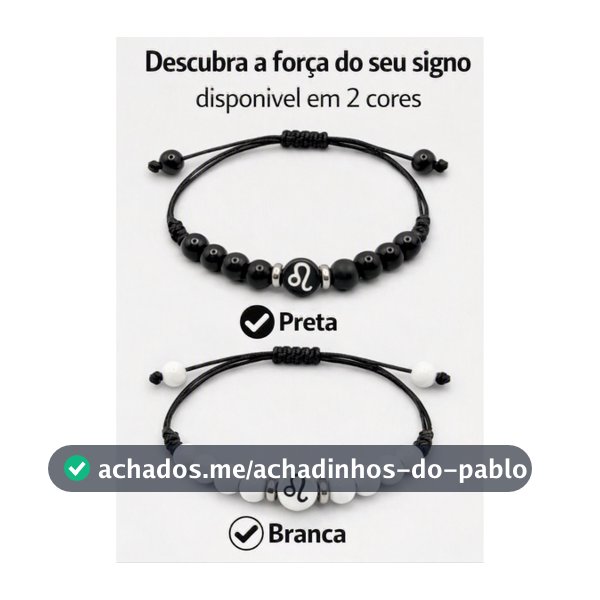 Pulseira dos Signos Zodíaco Masculina e Feminina Pedra Ônix Preta ou Branca Regulável 6mm Premium Artesanal
