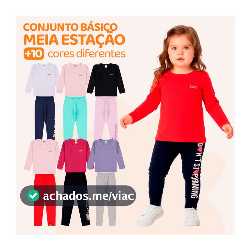 Kit 6 ou 10 Peças Conjunto Blusa Manga longa e Legging Bebe Menina Infantil Roupas Bebe Infantil Inverno