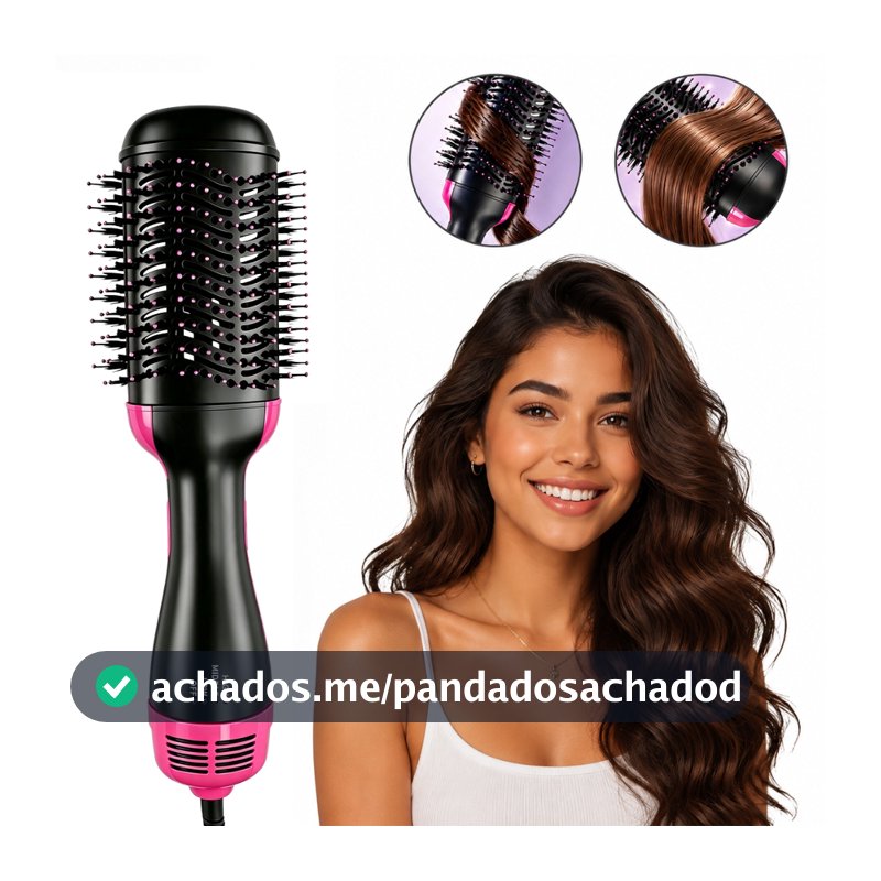 Escova Secadora Alisador Elétrica Quente Cabelo Com 3 Em1 Hair Styler Secar, alisar e dar volume ao cabelo 110V