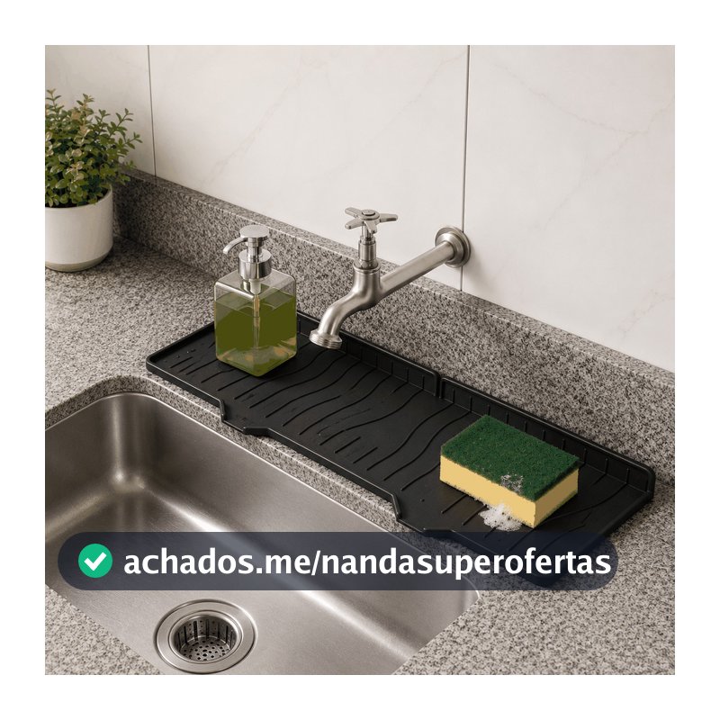 Tapete Escorredor Pia Protetor Silicone Louça Cozinha Água Bancada Torneira Mesa