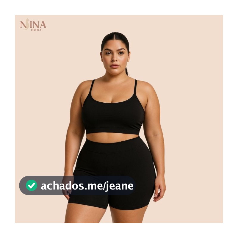 Conjunto Fitness Plus Size Em Suplex Com Top De Bojo Removível E Short Modelador