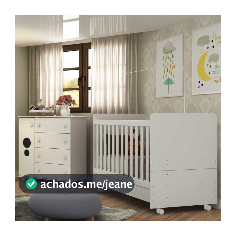 Quarto Infantil com Berço e Cômoda Pimpolho Multimóveis Branco