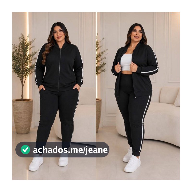 Conjunto Feminino Plus Size G1 ao G3 Moletinho – Jaqueta e Calça Confortável
