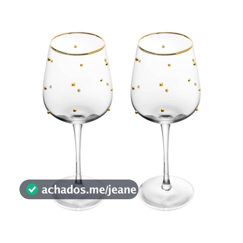 Jogo 2 Tacas de Vidro Balls Fio de Ouro 350ml Wolff Tacas para Mesa Posta Elegante Decoracao Casas Jantar Sobremesa Luxo