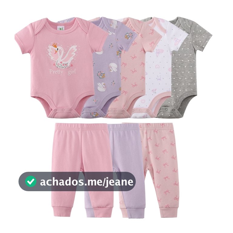 Lucky baby Terno recém-nascido 8 peças macacão de manga curta para bebê + calças de bebê adequadas para meninos
