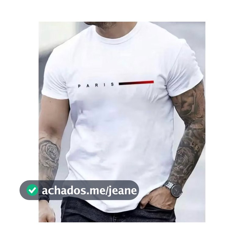 Camiseta Camisa Masculina Paris Style Streetwear Blusa Malha 100% Algodão