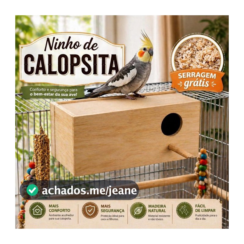 Ninho para Pássaro Passarinho Calopsita Com Ninho E Serragem