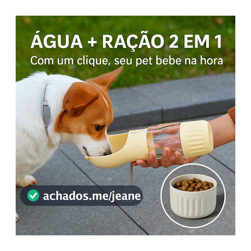 Bebedouro Portátil p/ Cães – Garrafa de Água Pet p/ Passeios e Viagens