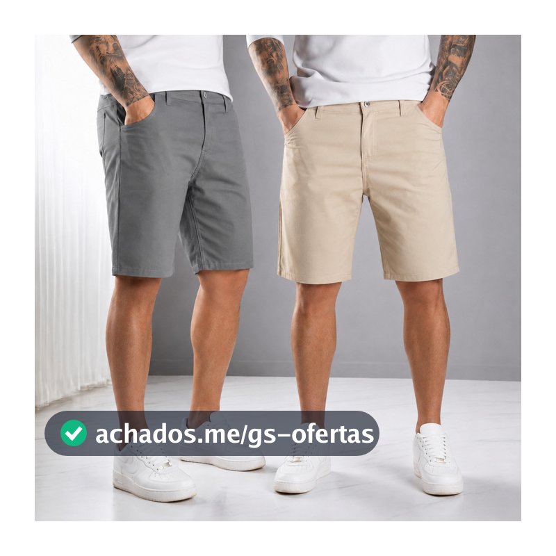 KIT Com 2 Bermuda Sarja Masculino Slim Brim Premium Direito Da Fábrica