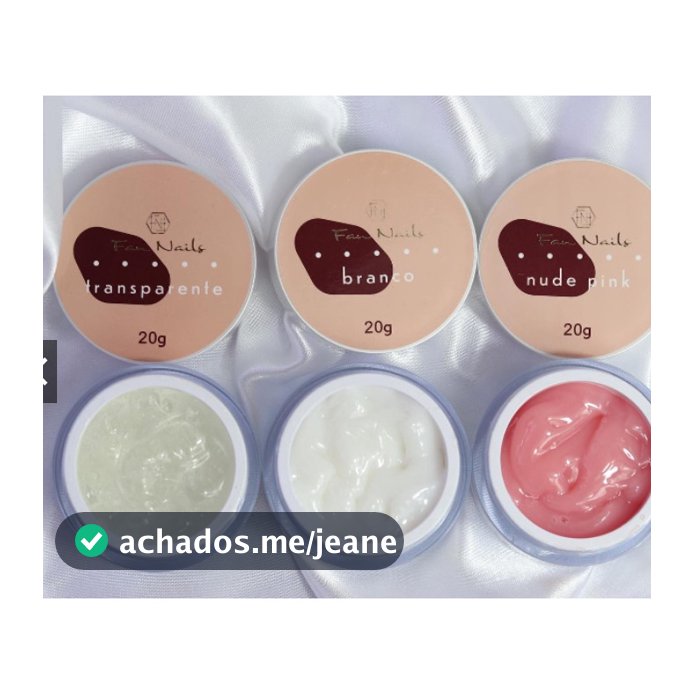 Gel Sólido Fan Nails 20g Nude Pink, Branco e Transparente 20g