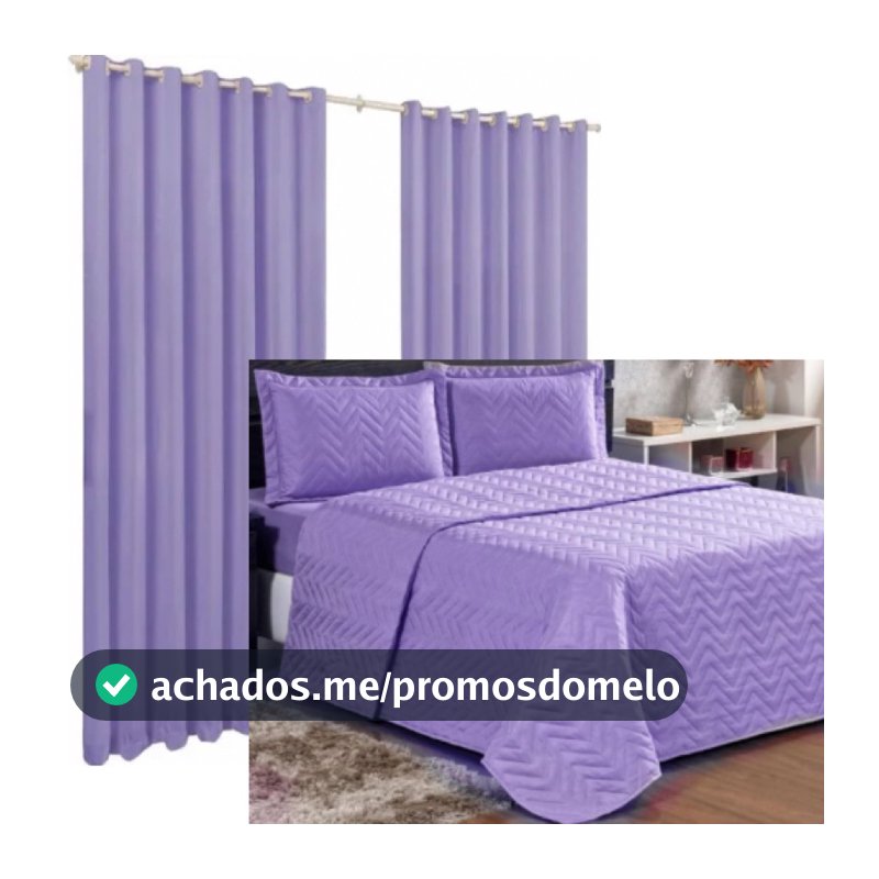 Kit Quarto 4 Peças Cobre leito com Cortina 3 metros e 2 Fronhas com Zíper Jogo de cama Decoração