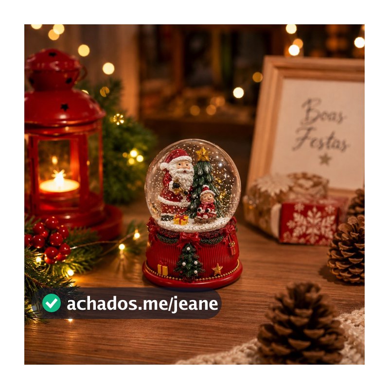 Enfeite de Natal Globo de Neve 8cm Decoração Natalina