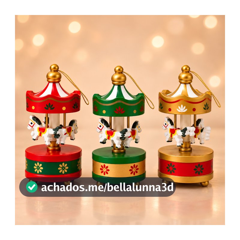 Carrossel Natal Enfeite Pendurável 9cm Árvore Natalina Guirlanda Decoração Lindos