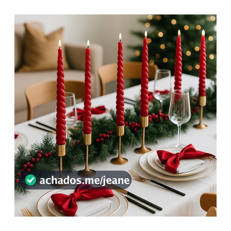 Vela Torcida Para Castiçais Kit 2 Unidades Natal Jantar Romântico Namorados Decoração Festa