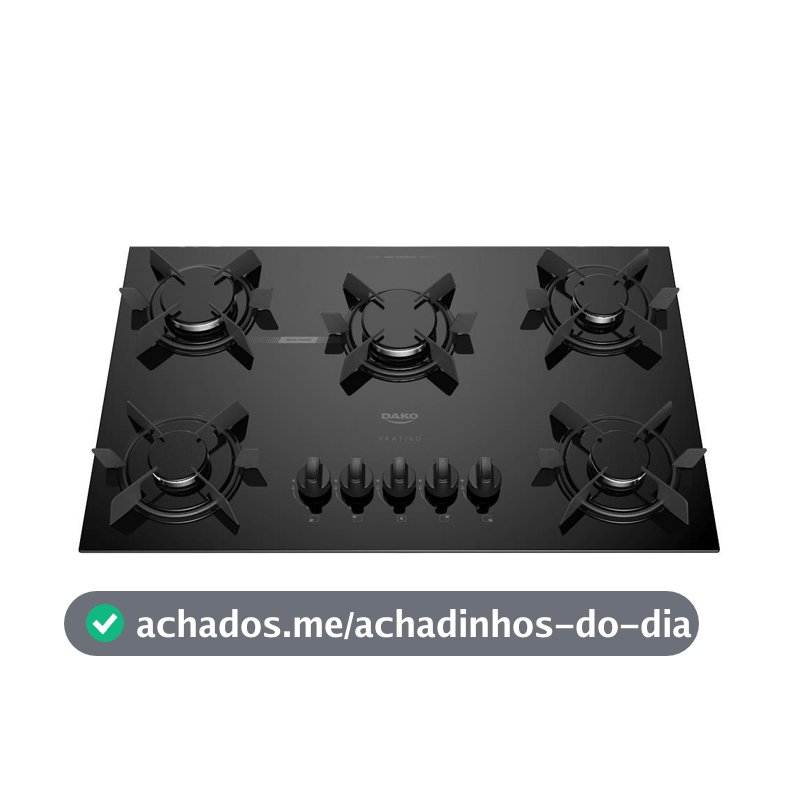 Cooktop 5 Bocas Dako Pratiko Mesa Vidro A Gás Preto Bivolt