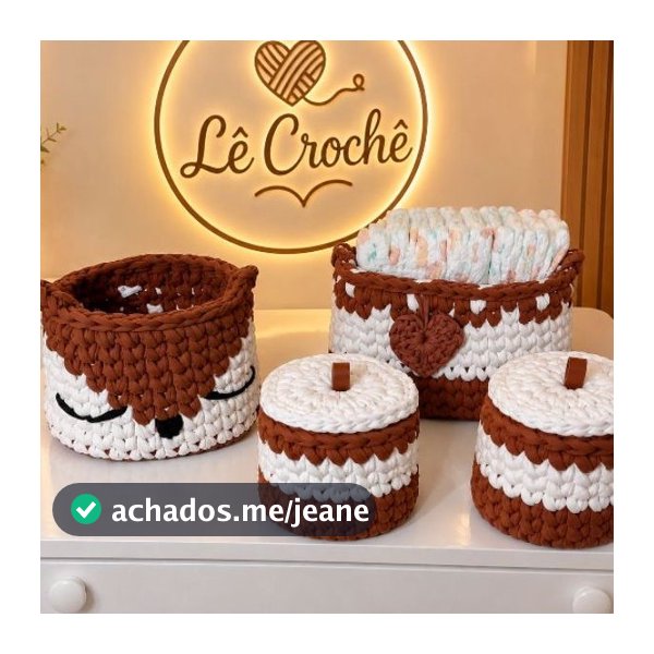 kit higiene bebê em fio de malha 4 peças