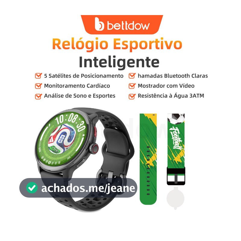 smartwatch GPS BETTDOW Com Aplicativos AI Integrados , Resistência À Água De 3 ATM E display AMOLED