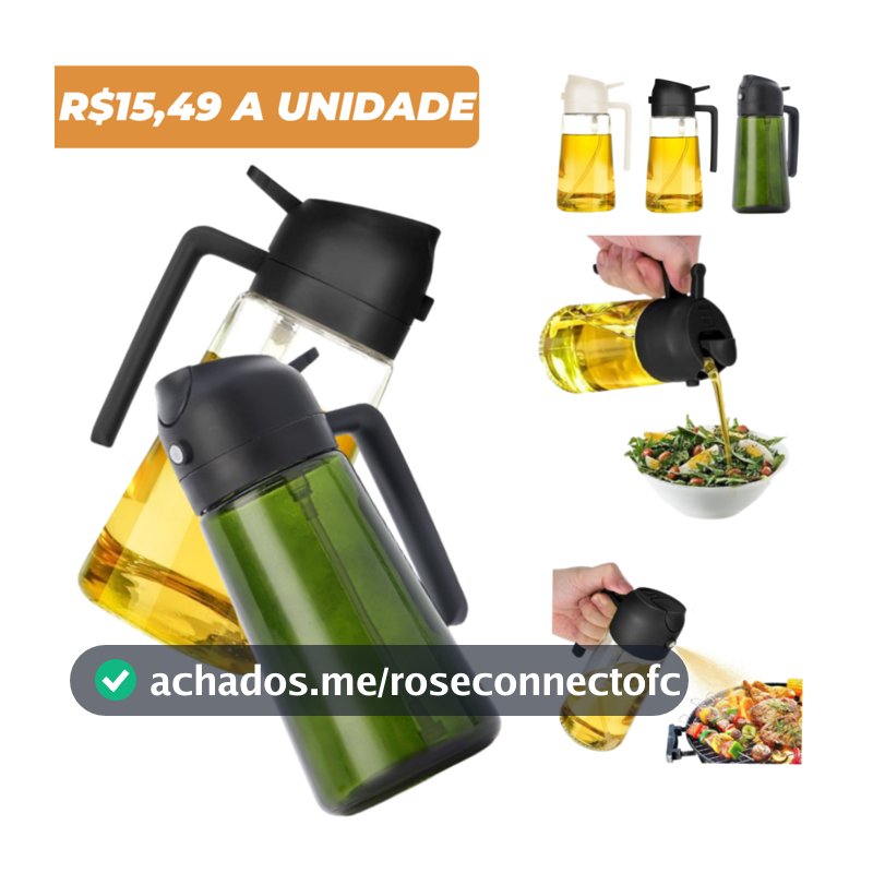 Kit 2 Galheteiro Spray Borrifador Dosador 2 em 1 Para Azeite Vinagre Oléo Vidro Vinagreiro Azeiteiro Cozinha 500ML