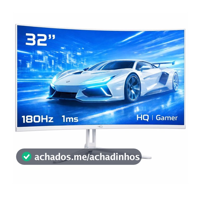 Monitor Gamer HQ 32" Ultra Branco Curvo 1ms, 180Hz, Quad HD (QHD) - 2560x1440, AMD FreeSync, HDMI, DP, HQW32C180