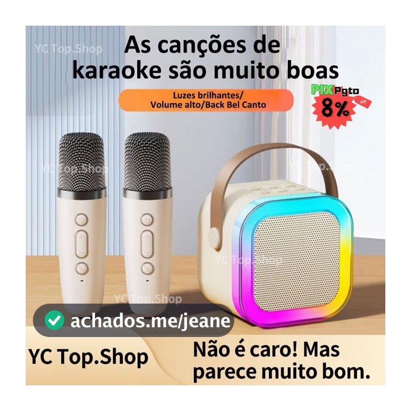 K12 Alto-falante Bluetooth Múltiplas Cores 1/2 Microfone Karaokê Diversão para Toda a Família