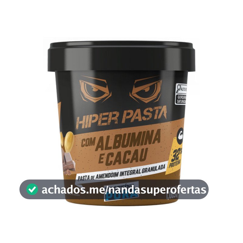 Hiper pasta de amendoim com albumina e cacau 1,005kg integral granulada Proteína Pura