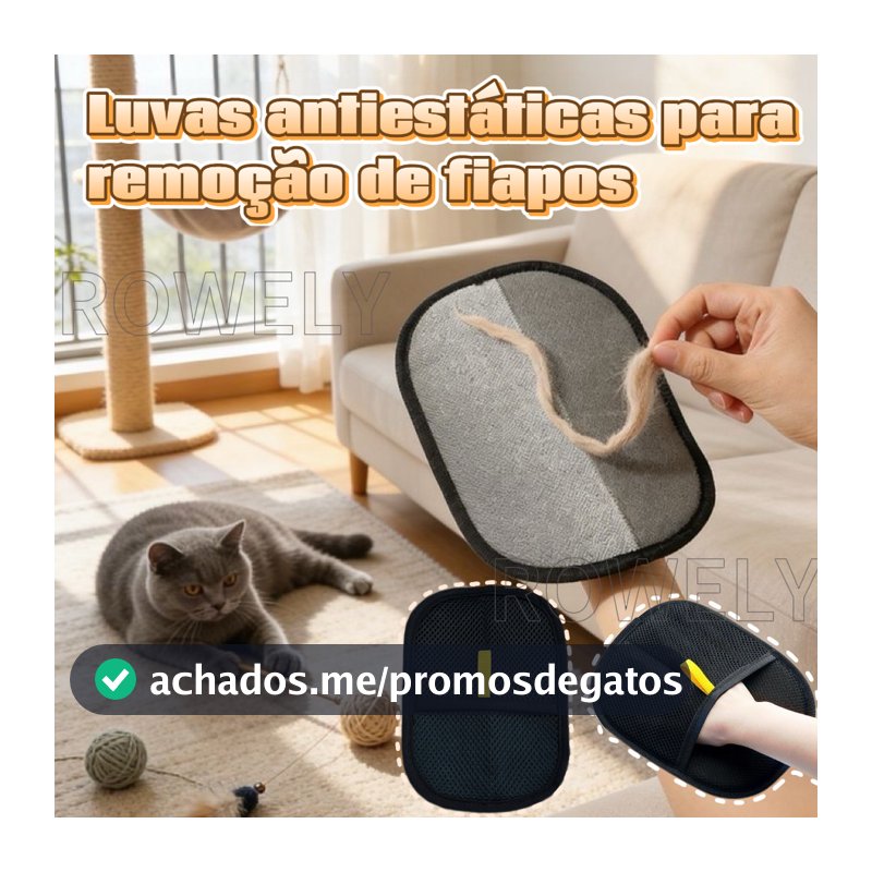 Luva Removedora de Pelos e Fiapos Atração Eletrostática Mágica para Roupas, Sofás e Pets