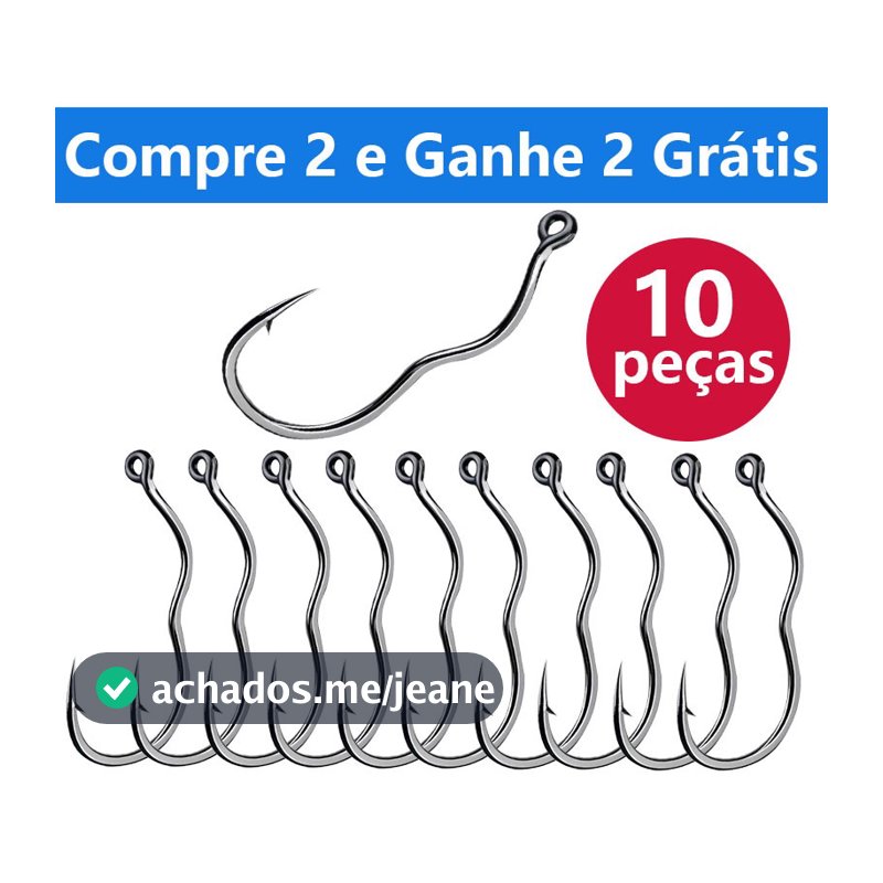 【Compre 2 e Ganhe 2 Grátis】Kit 10 Anzol De Pesca Anzol De Pesca Ao Ar Livre Com Prevenção Automática De Fuga De Peixes