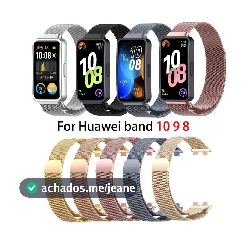 Pulseira Metal Milanesa Magnética Para HuaWei Band 10 / Band 9 / Band 8 Metal Magnétida