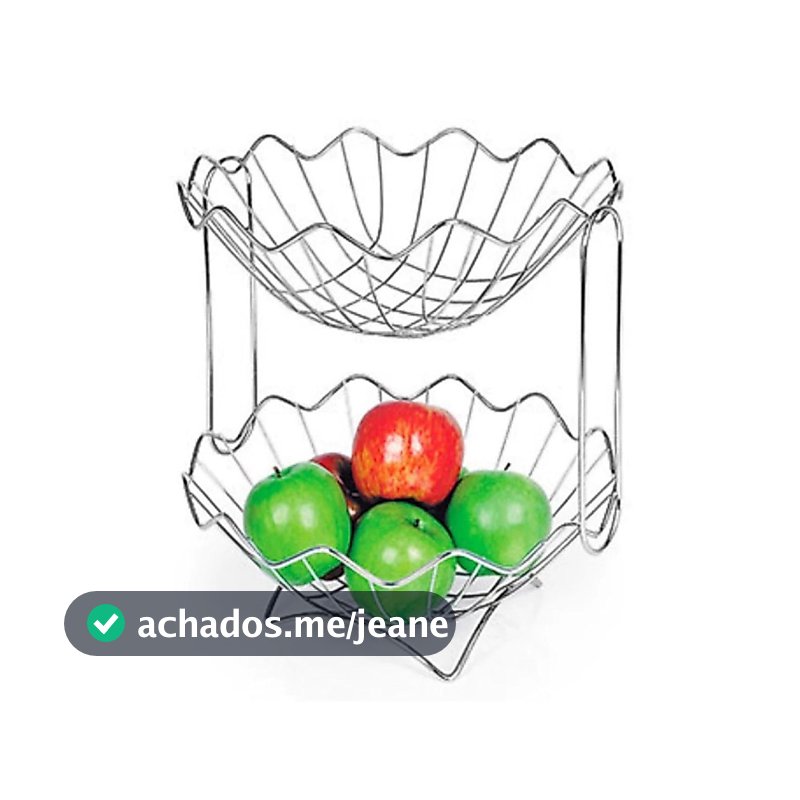 Fruteira Aço Cromado Para Cozinha Organizador de Frutas Niquelart Centro de Mesa ou 2 Andares