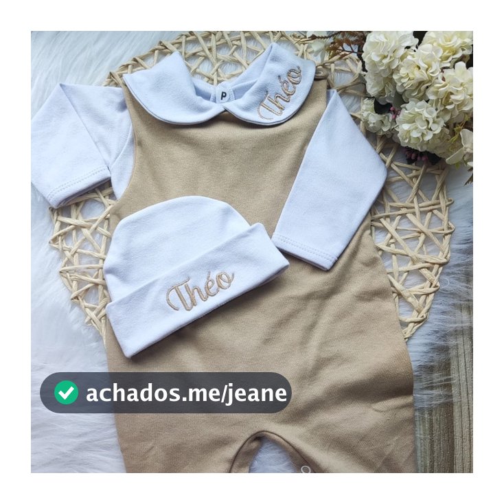 saída maternidade Jardineira salopete + Body bebe menino menina suedine 100% algodão Premium