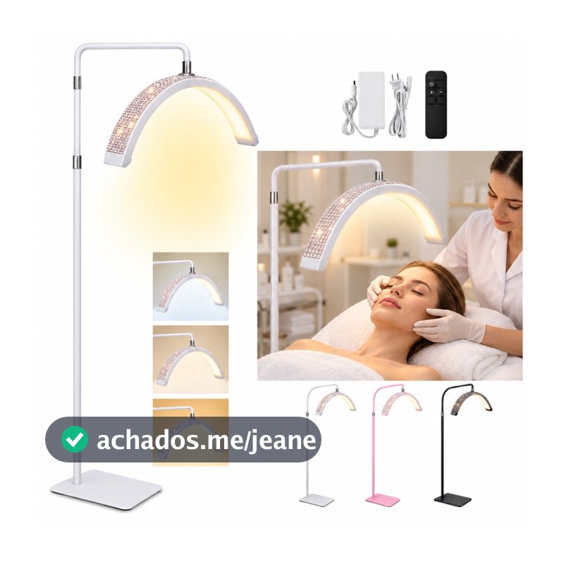 Luminaria Meia Lua Estetica Mesa 3 Tons Ajustavel Salao Beleza Limpeza De Pele|Bivolt 110/220V|Altura138-180cm