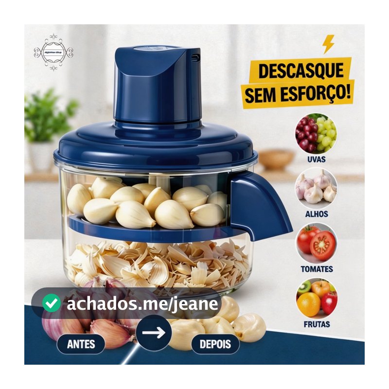 Descascador Elétrico Multifuncional Recarregável para Frutas Legumes Uvas Alho e Tomate