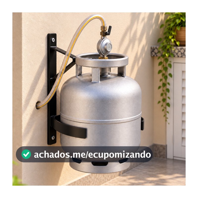 Suporte de Botijão de Gás de Parede com Trava Antirroubo Reforçado