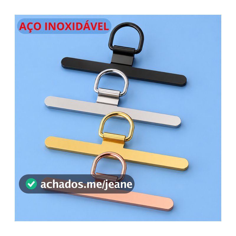Suporte Celular Aço Inoxidável Universal Gancho Para Cordão Capa Patch Para Smartphone