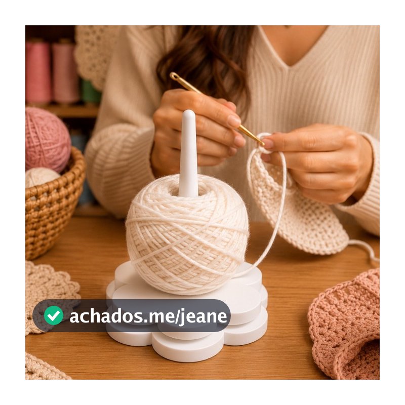 Suporte Linha de Crochê Giratório Formato de Flor Desmontável Gire com Facilidade