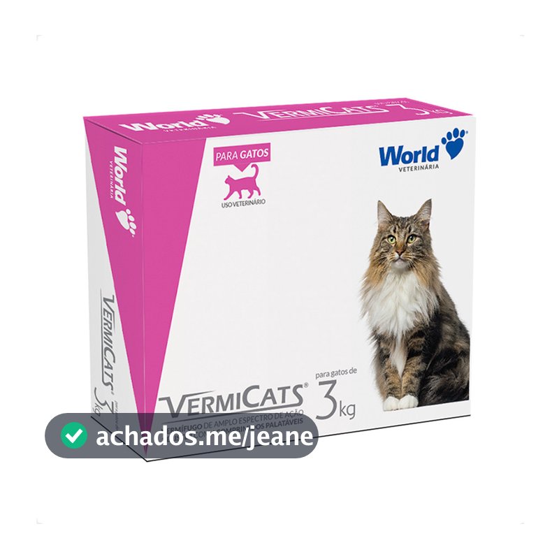 VermiCats Vermífugo World para Gatos de 3Kg - 4 Comprimidos