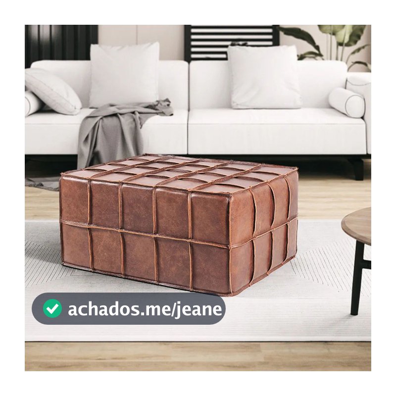 Puff de Couro Legítimo Decorativo 60x80 Queen Touro e Cia
