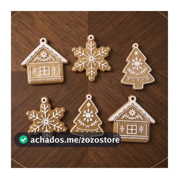 Kit Enfeites Árvore de Natal Estilo Biscoito - Casinha, Estrela, Árvore - Decoração Natal Criativa