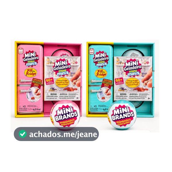 Mini Geladeira Mini brands Brinquedo Infantil Minis + 2 Cap Surpresa