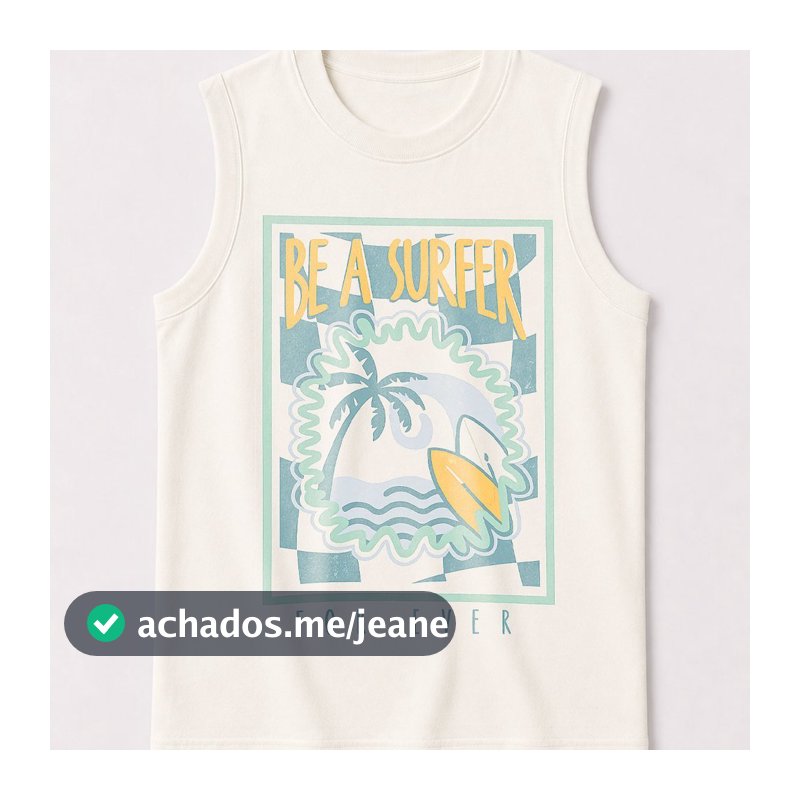 Camiseta Regata Infantil Masculina Algodão Off White - Be a Surfer - Babei no Look