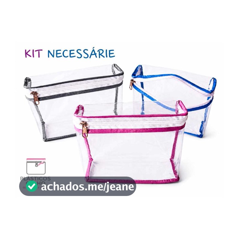 kit c/30 necessaires - Rosa/Azul/Cinza - multiuso, viagem, cosméticos, higiene, organização, lembrancinha, ou kit festa