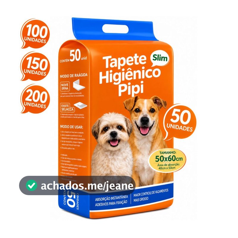 Tapete Higiênico Para Cachorro 50 Unidades 50x60cm Com Gel Absorvente Fralda Manta Pet Cão